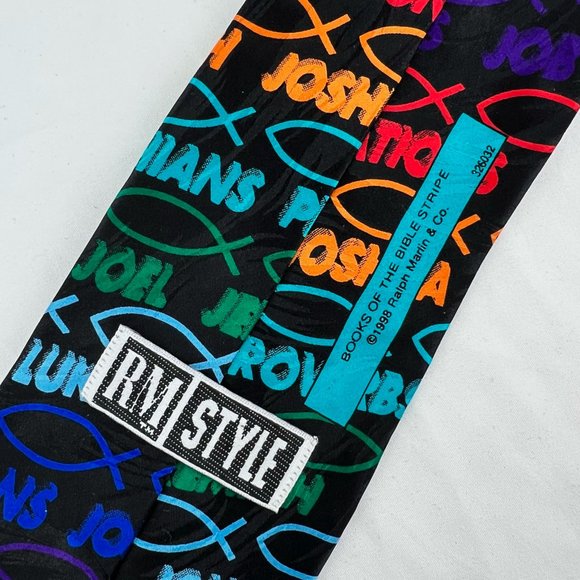 Ralph Marlin Vintage 1998 Tie Books of the Bible Stripe 58" RM Style 100% Silk - Picture 3 of 9